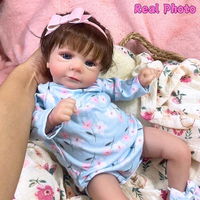 MRB Reborn Baby Dolls, 18-inch Realistic Newborn Baby Dolls with Soft Cloth Body, Real Life Baby with Doll Accessories for Kids Age 3 +