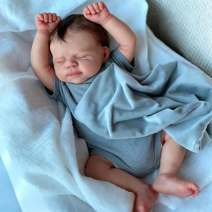 Anano Reborn Baby Dolls Boy, 18 in Realistic Baby Doll, Silicone Babys Doll Lifelike, Real Life Babys, Silicone Reborn Dolls Sleeping Lifelike Newborn Babies Doll's with Accessories
