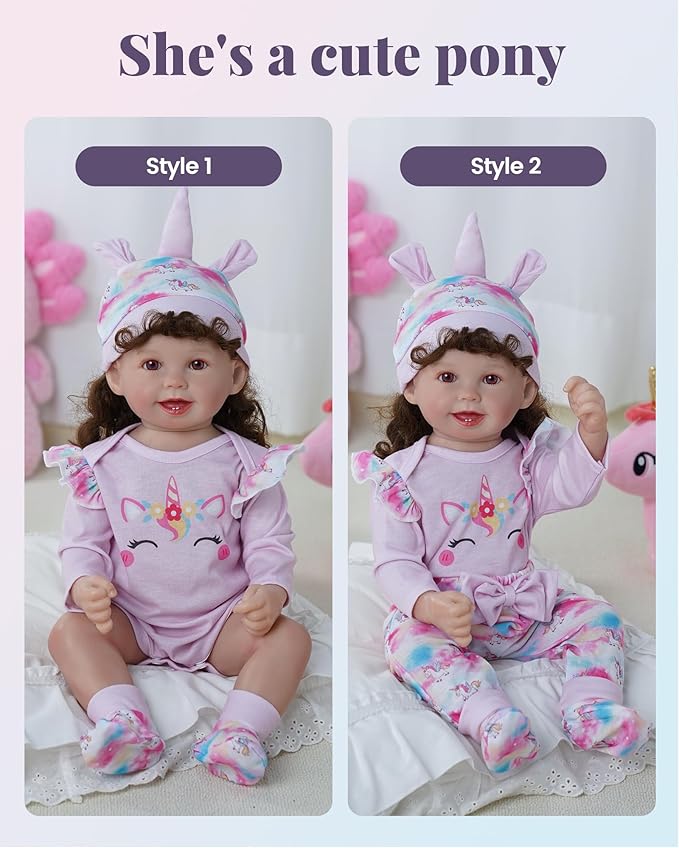 BABESIDE Reborn Baby Doll Clothes,4 Piece Baby Doll Clothes for 17-22 Inch Dolls, Baby Doll Accessories Includes Pony Doll Romber and Socks, Pretend Play Gift for Kids Age 3+
