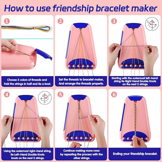 Friendship Bracelet Making Kit for Girls Ages 8-12, Kids Jewelry Making Kit with 28 Pre-Cut Threads and Letter Beads, Arts and Crafts for Kids, Birthday Easter Gifts for 6 7 8 9 10 11 12 Year Old