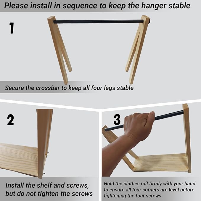 Wooden Doll Clothes Rack with 10 Mini Hangers & Storage Shelf - Portable Wardrobe Closet for 6-16 inch Mini Dolls Accessories,Clothes,Shoes,Bags