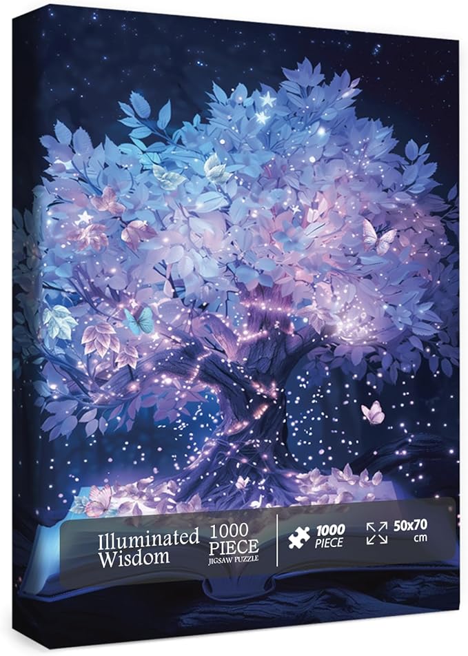 Tree of Life Puzzle for Adults 1000 Pieces, Hard Plant Book Jigsaw Puzzle, Difficult Fantasy Butterfly Puzzle