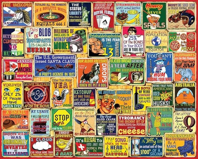 White Mountain 1000 Piece Jigsaw Puzzle for Adults Fun Vintage Collage Large Jigsaw Puzzle Gift for Seniors 24"x30" - Did You Know