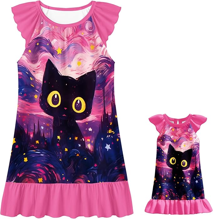 LQSZ Doll and Girl Matching Nightgown Outfit Pajamas Nightie Nightgown for Girls and Dolls Clothes