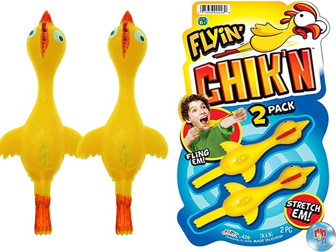 JA-RU Mini Rubber Chicken Slingshot Toy (6 Pack, 12 Chicken Flingers) – Finger Slingshot Toys for Kids, Funny Gag Gifts, Bulk Party Favors, Goodie Bag Stuffers & Classroom Prizes. 426-6p