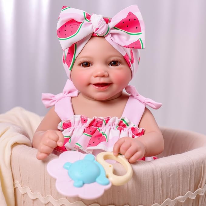 BABESIDE Lifelike Reborn Baby Dolls Sunny - 17Inch Realistic-Newborn Baby Doll Girl with Soft Vinyl Full Body, Smiling Poseable Real Life Baby Dolls with Complete Accessories for Kids Age 3+