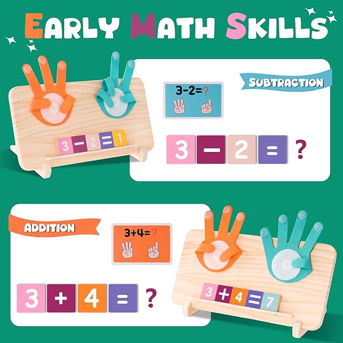Hirger 2 in 1 Preschool Learning Toys for Toddlers 2-4, Educational Math Manipulatives Number Counting Blocks for Kids, Montessori Toy for 3 4 5 6 Year Old Boys Girls Birthday Gifts