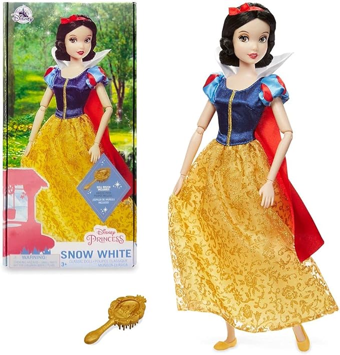 Disney Store Official Princess Classic Doll (Snow White), 11 Inches, Includes Brush with Molded Details, Fully Posable Toy in Classic Outfit - Disney Princess Toys