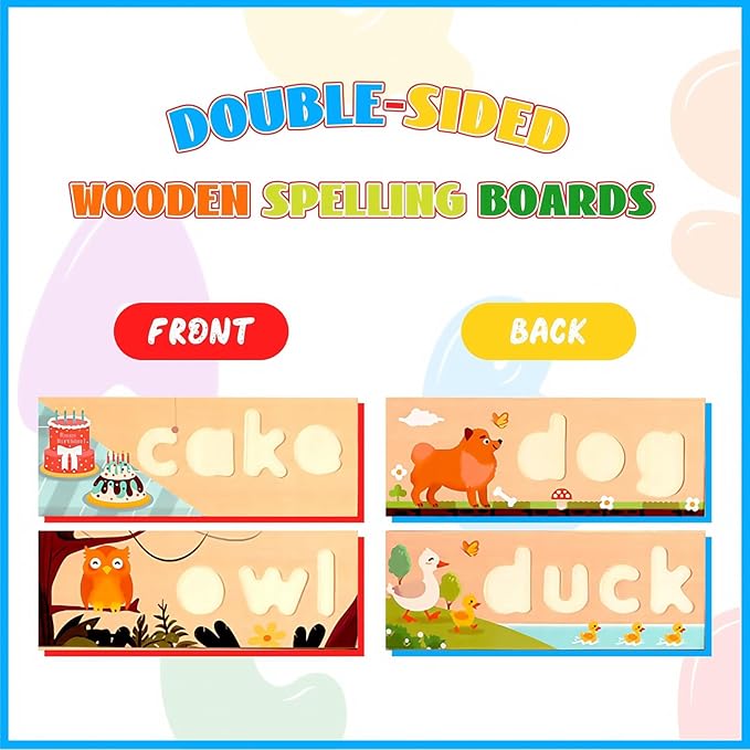 Preschool Learning Activities, Learning Toys for 3 Year Old Boys Girls See & Spell Matching Letter Game with Alphabet Cards for Kids, Preschool CVC Word Builders Toy