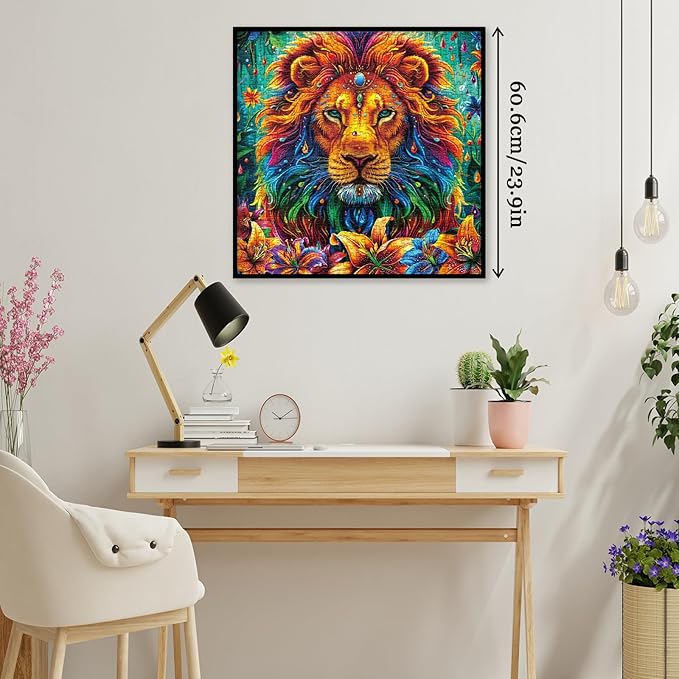 Colorful Lion King Flower Jigsaw Puzzle 1000 Piece for Adult, Art Rainbow Animal Funny Jigsaw Puzzles, Nature Cool Aesthetic Puzzle