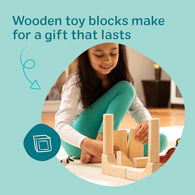 Melissa & Doug Standard Unit Solid-Wood Building Blocks with Wooden Storage Tray, 60-Piece Hardwood Sorting & Stacking Toys for Building & Balancing, Preschool Learning Toys for Kids Ages 3+