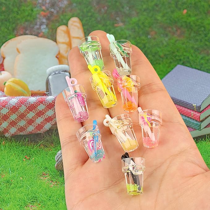 9Pcs 1:12 Scale Mini Miniature Bottles Wine Bottles miniverse Make it Mini Food Mini House Drink Accessories Dollhouse Decoration (9pcs Fruit Bottle)