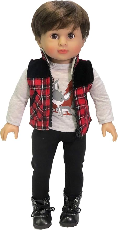 American Fashion World Boy’s Outdoorsy 3 Piece Vest and Pant Sets for 18-Inch Dolls | Premium Quality & Trendy Design