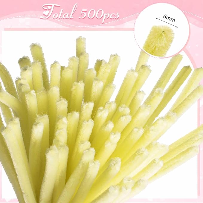 Peryiter 500 Pieces Pipe Cleaners Chenille Stems for Flowers Craft Supplies Bulk Fluffy Fuzzy Sticks for DIY Art Projects Creative Gift Wrapping Party Decorations(Pink Flower,12 Inch)