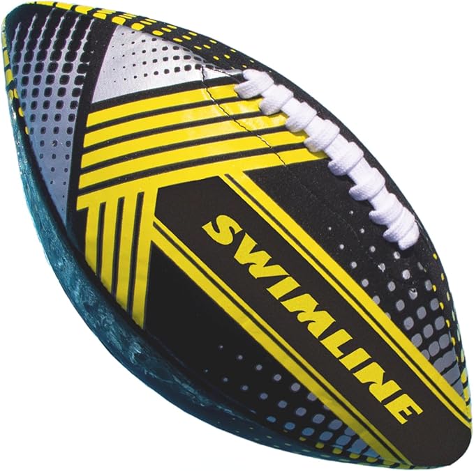 SWIMLINE Neoprene Pool & Beach Accessory for Active Group Play, Backyard Games, and Water Sports – Waterproof Soft Football, Black & Yellow, 10.5"
