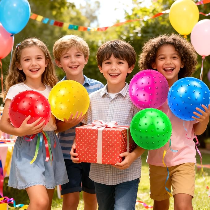 Hymaz 20Pcs Bouncy Balls for Kids Toddlers, 9 Inch Sensory Balls Spiky Massage Stress Ball Bulk with Air Pump, Indoor Outdoor Adult Sports Sensory Toys & Kids Fun Beach Party Favors