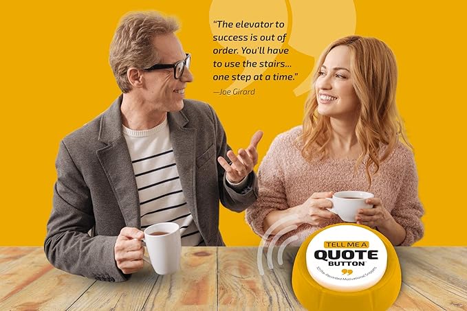 Quote Sound Button | Fully Loaded | 101 Pre-Recorded Motivational Quotes | Positive Thinking Easy, Better Than Affirmation Cards | Fun Novelty Gag Inspirational Gift | Cool Desk Decor Gadget