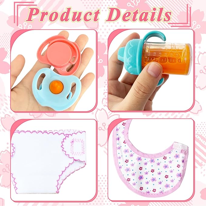 15 Pcs Baby Doll Accessories Magic Bottle Set,Doll Feeding Set with Package,Pretend Play Feeding Toys for Kids,Girls,Party,Gift