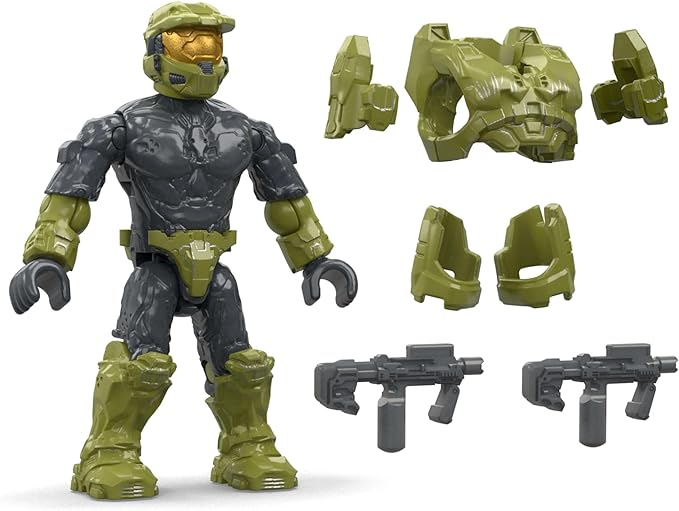 MEGA HALO Action Figures Building Toys Set, Character Pack with 339 Pieces, Poseable Articulation, 2 Inches Tall, Kids or Adult Collectible