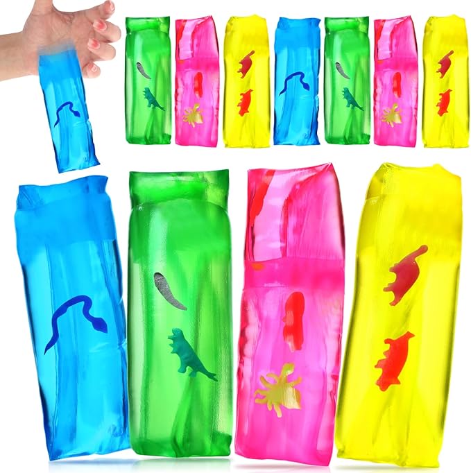 12 Pcs Water Wigglers Snake Toy Fidget Water Snake Trick Stress Toy Can't Hold Novelty Trick Slippery Tube for Home School Birthday Gifts, 4.33 x 1.57''(Sea Animals)