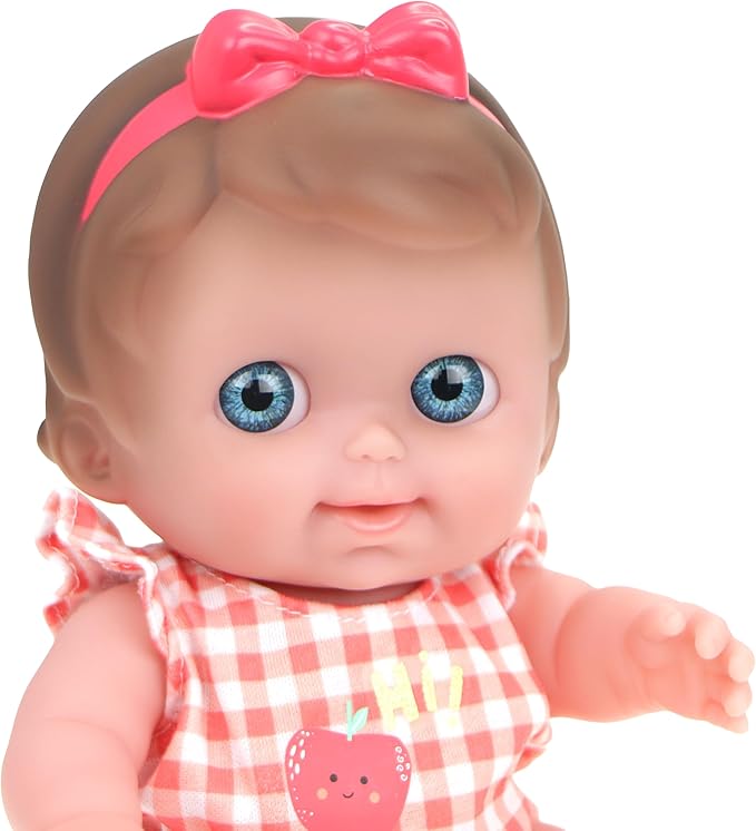 Lil Cutesies 9" All Vinyl Baby Doll Feeding Time Gift Set| Posable and Washable | Removable Outfit | High Chair and Feeding Accessories | JC Toys | Ages 2+
