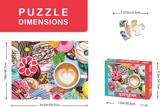 Springbok's 500 Piece Jigsaw Puzzle Donuts N' Coffee - Made in USA