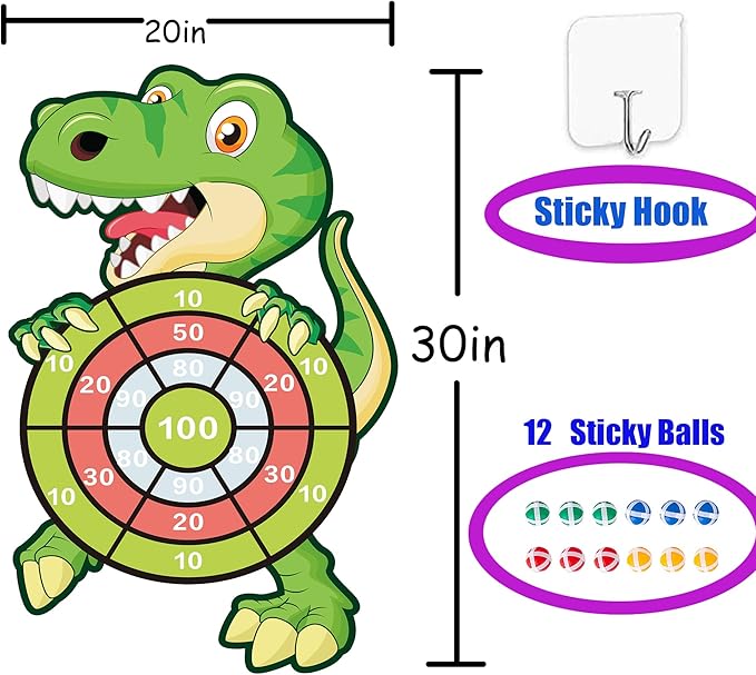Dinosaur Toys for 3-12 Year Old Boys,30”Large Dart Board Kids Toys Age 4-12,Indoor Outdoor Games Dinosaur Birthday Party Supplies Favors Decorations,Stocking Stuffers for Kids