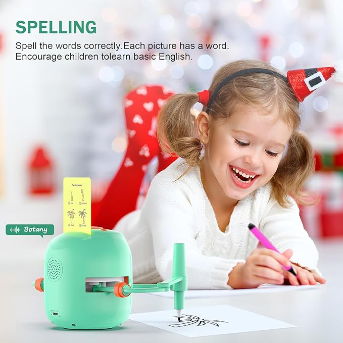 Smart Drawing Robot for Kids,Montessori Educational Painting Toy for 5+ with Voice Interaction&16 Color Pens,Magic Drawing Robot with 150 Learning Word Cards ,Ideal Gift for 5+ Year Old Boys Girls