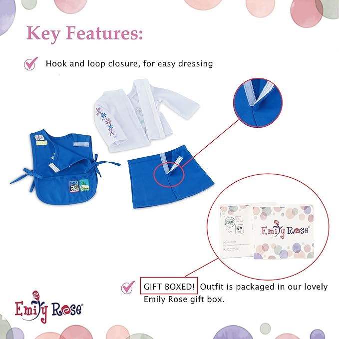 Emily Rose 18 Inch Doll Clothes - 5PC Daisy Girl Scout Uniform Including Embroidered Patches | Officially Licensed | Compatible with American Girl Dolls | USA Business