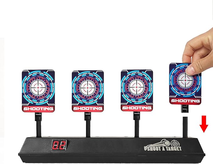 Electronic Auto Reset Digital Shooting Target with net for Toy Gun Gifts for Kids Boys Girls Age 3+