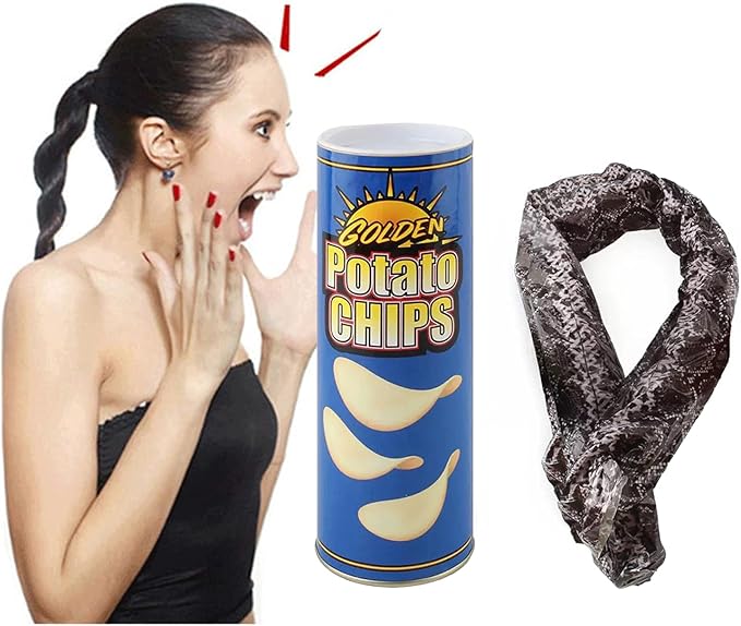 The Potato Chip Snake Can Jump Spring Snake Toy Gift April Fool Day Halloween Christmas time Party Decoration Jokes in A Can Gag Gift Prank Blue (Color)