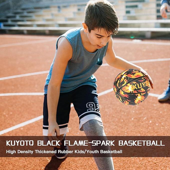 KUYOTQ Kids Youth Adult Size 3/4/5/6/7 (22/25.5/27.5/28.5/29.5") Basketball Premium Rubber or Faux Leather Basketball Indoor Outdoor Basketball for Boys Girls Womens Mens Basketball Gifts (Deflated)
