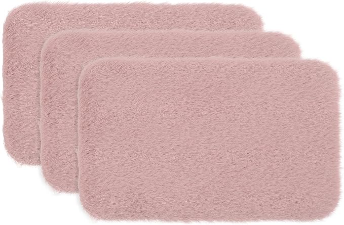 uxcell 3Pcs Dollhouse Miniature Carpet, 1:12 Fluffy Doll House Rugs Prop Small House Accessories for Doll House Furniture Decor Play, Pink Oval