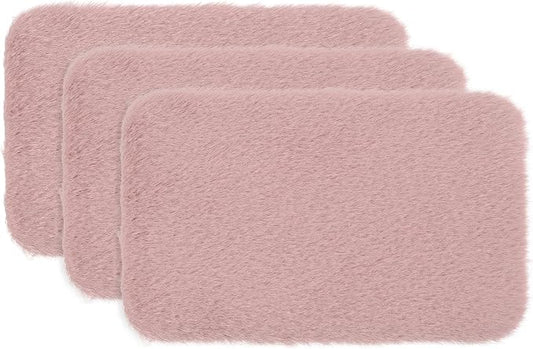 uxcell 3Pcs Dollhouse Miniature Carpet, 1:12 Fluffy Doll House Rugs Prop Small House Accessories for Doll House Furniture Decor Play, Pink Oval