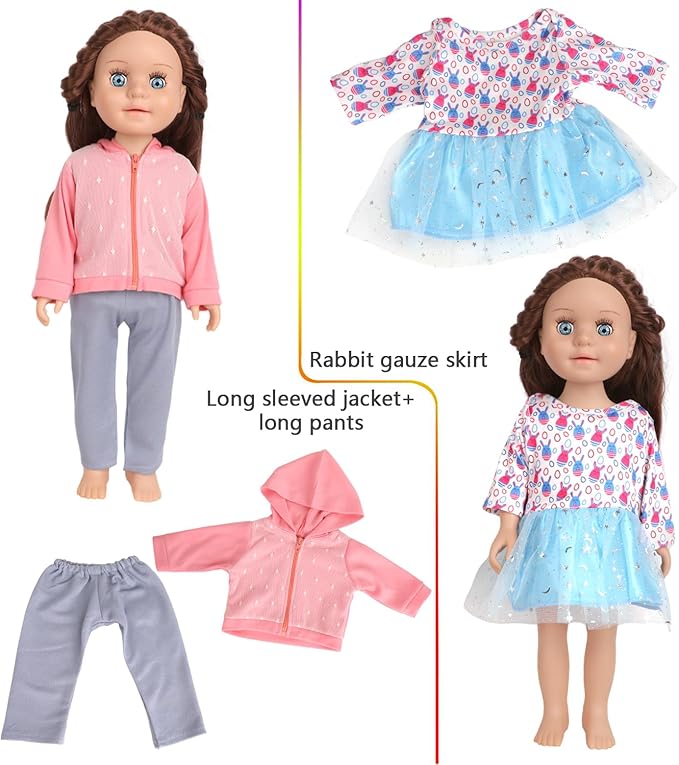10 Sets of 18 Inch American Doll Clothes, Including 10 of Doll Clothing Dress Outfits for Gift Dolls, Birthday Gifts for Kids