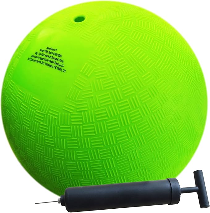 AppleRound 10-inch Playground Ball with Air Pump - Dodgeball, Handball, Kick Ball for Camps and Schools, (Green)
