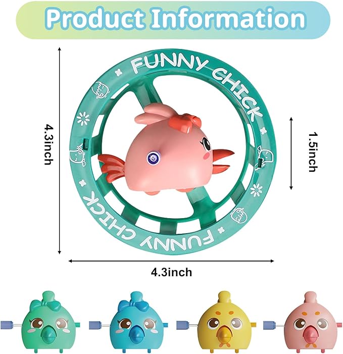 umbresen Wind Up Toys Set Funny Chick with Removable Circle, Easter Basket Stuffers Crawling Baby Toys Novelty Fidget Sensory Table Floor Games Birthday Party Gifts for 1 2 3 Year Old Toddler Kids