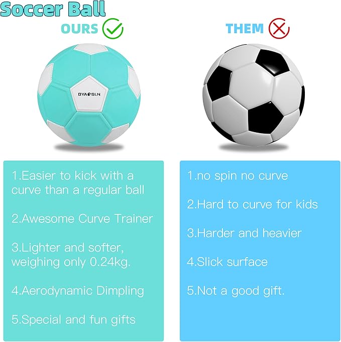 Curve Soccer Ball Size 4, Swerve Soft Balls for Outdoor and Indoor,Size 4 Soccer Ball for Boys and Girls