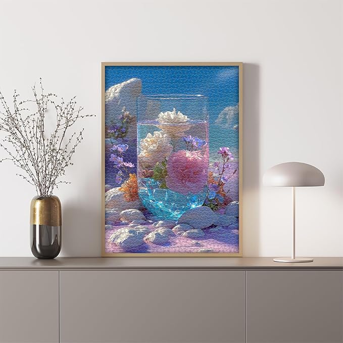 PICKFORU Flower Puzzle for Adults 1000 Pieces,Nature Plant Floral Art Jigsaw Puzzle, Flower Vase Impossible Challenge for Adults