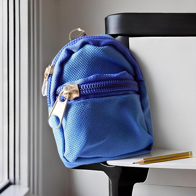 Blue Mini Doll Backpack School Bag Model Dollhouse School Accessory for 1/6 Scale Décor,Simulation Mini School Bag Model,Dollhouse Accessories,Lightweight and Cute Doll Accessory