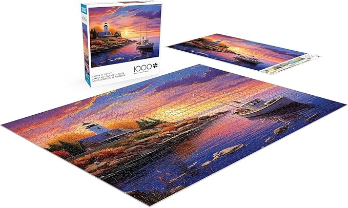 Buffalo Games - Imagine It - Marina at Sunset - 1000 Piece Jigsaw Puzzle for Adults -Challenging Puzzle Perfect for Game Nights - Finished Size is 26.75 x 19.75
