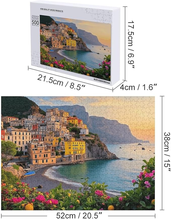 Amalfi Coast- 500 Piece Jigsaw Puzzle for Adults - Challenging Puzzle Perfect for Game Nights - Finished Size is 20.5 x 15 -Gift for Christmas, Anniversary, Birthday,Family
