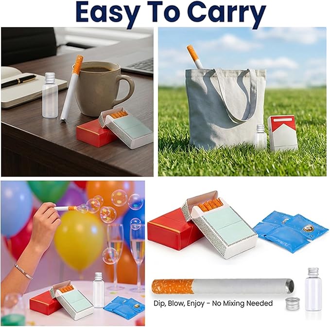 2 Pcs Bubble Blower Toy Bubbles Makers Pack,Fake Blowing Sticks with Liquid,Outdoor Bubble Makers Relaxation Toys,Funny Mini Bubble Box Games Birthday Party Gift for Men Women (1 Pc-B)