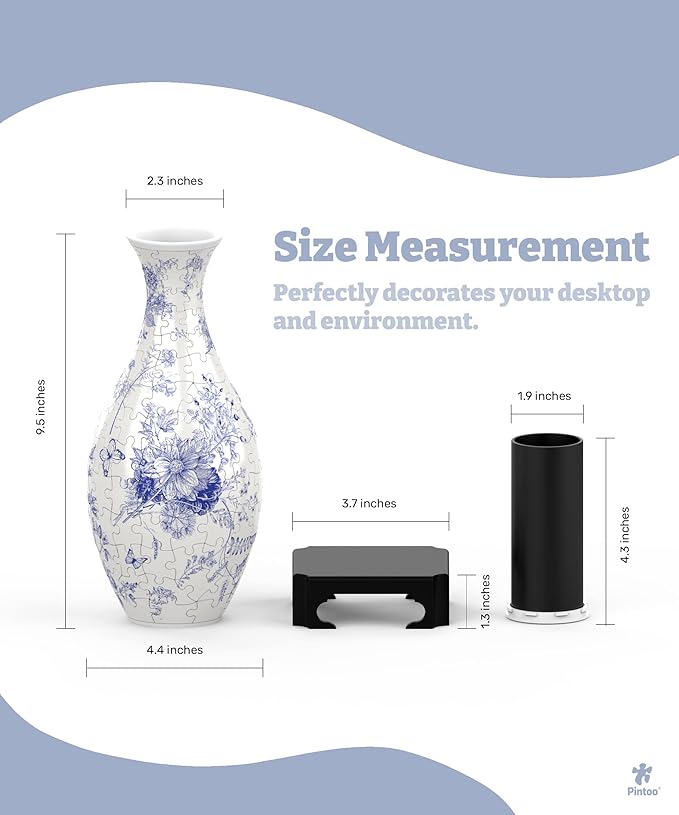 Pintoo 3D Puzzle Vase Unique Flower Vase Made by 160 Curved Plastic Puzzle Pieces House Warming Gift for Flower Arrangements and Home Decoration, for Mom [S1033] (Classic, Blooming Season)