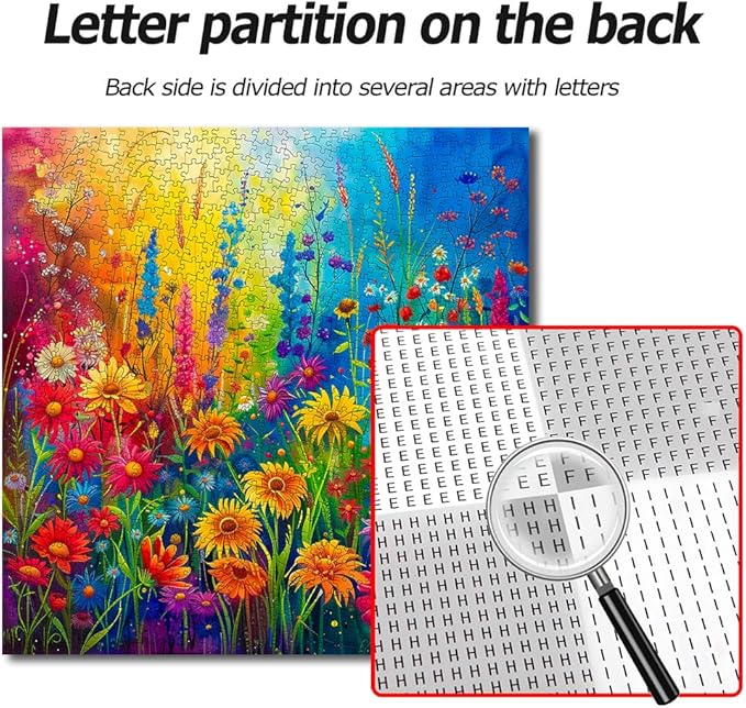 Bgraamiens Rainbow Flowers Garden 1000 Piece Puzzle for Adults,Hard Color Challenge for Wall Decro