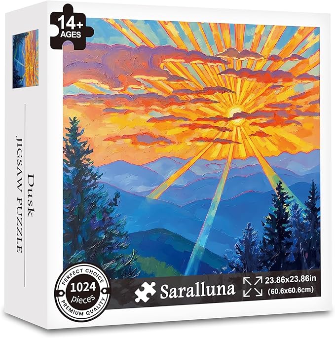 Puzzle for Adults 1024 Pieces, Bold Sunset Mountain Scene Puzzle, Challening Impossible Difficult Hard Fun 1024 Pieces Jigsaw Puzzles for Adults