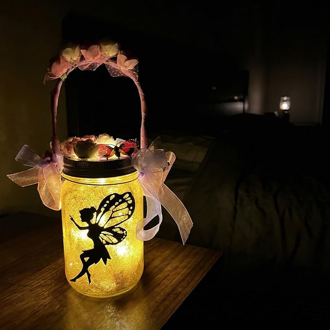 Alritz Fairy Lantern Craft Kit, Gifts for Kids Girls, Remote Control Mason Jar Night Light, DIY Garden Decorations Art Project Ornaments, Creative Easter Activities Birthday Ages 4 5 6 7 8 9 10 11+