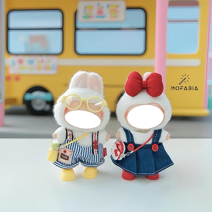 Clothes for 17cm Doll, 5 pcs Set Doll's Outfits Luxury Dress Shirt Pants Headset Shoes Accessories Fashion Stylish Adorable Dolls Clothes (No Doll) (Kindergarten Red)
