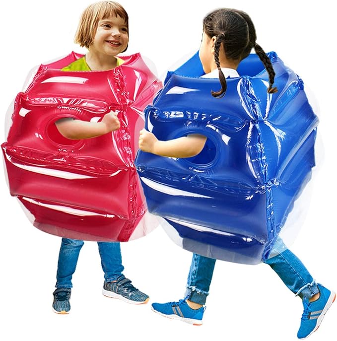 2 PC inflatable bumper for kids, bumper bounce ball for Kids, kid sumo Balls, Lawn game ball for child outdoor team gaming play for 3-12 ages (24 inch, blue+red)