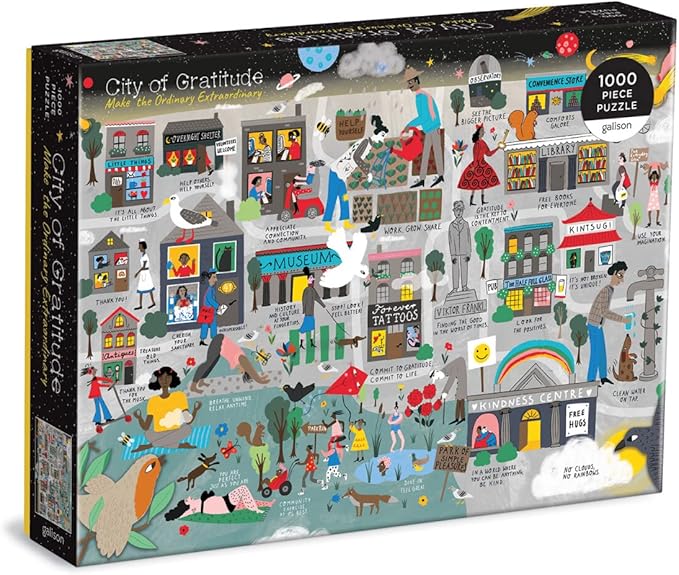 Galison City of Gratitude Puzzle, 1000 Pieces, 27” x 20” – Difficult Jigsaw Puzzle Featuring Stunning and Colorful Artwork of a City Map – Thick, Sturdy Pieces, Challenging Family Activity